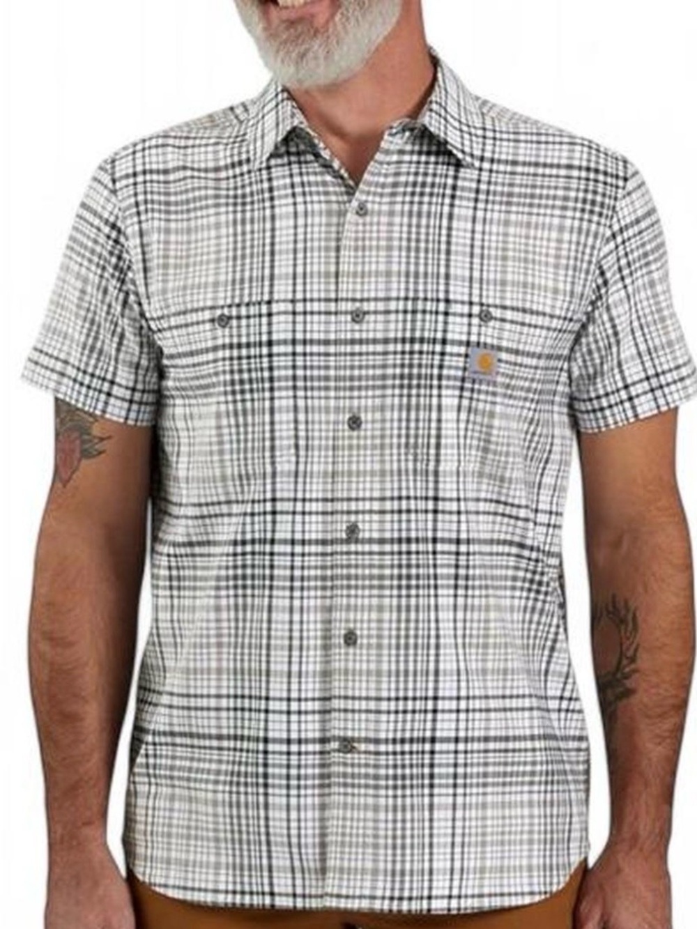 Carhartt Men's Rugged Flex Relax Fit black/Gray/white button-up shirt sz L